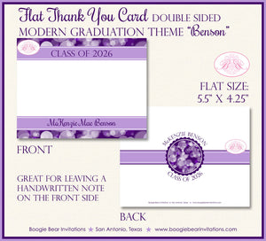 Modern Purple Graduation Thank You Cards High School College Bokeh Ombre 2022 2023 2024 2025 Boogie Bear Invitations Benson Theme Printed