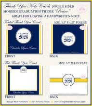 Load image into Gallery viewer, Modern Blue Yellow Graduation Thank You Cards High School College Note Navy 2022 2023 2024 2025 Boogie Bear Invitations Perino Theme Printed