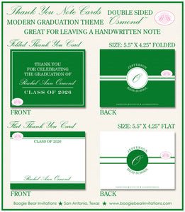 Modern Graduation Thank You Card High School College Note Green White Boogie Bear Invitations Modern Graduation Thank You Card High School College Note Green White Boogie Bear Invitations