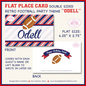 Football Birthday Party Favor Card Tent Appetizer Place Favor Sports Quarterback Game Red Blue Boogie Bear Invitations Odell Theme Printed