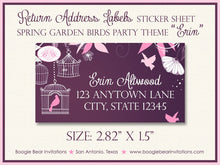 Load image into Gallery viewer, Bird Flower Garden Bridal Shower Invitation Pink Spring Purple Birdcage Cage Boogie Bear Invitations Erin Theme Paperless Printable Printed