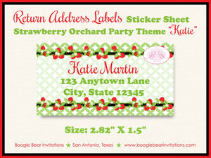 Strawberry Girl Birthday Party Invitation Red Green Sweet Summer Picking Kid Boogie Bear Invitations Katie Theme Paperless Printable Printed