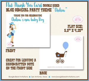 Cowgirl Blue Party Thank You Card Favor Note Baby Shower Boy Modern Chic Country Brown Farm Boogie Bear Invitations Chelsea Theme Printed