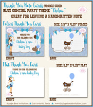 Load image into Gallery viewer, Cowgirl Blue Party Thank You Card Favor Note Baby Shower Boy Modern Chic Country Brown Farm Boogie Bear Invitations Chelsea Theme Printed