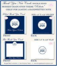 Load image into Gallery viewer, Modern Navy Blue Graduation Thank You Cards Note High School College Light Sky Stripe Boy Girl Boogie Bear Invitations Roberts Theme Printed