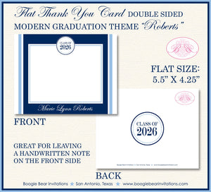 Modern Navy Blue Graduation Thank You Cards Note High School College Light Sky Stripe Boy Girl Boogie Bear Invitations Roberts Theme Printed