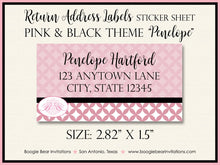 Load image into Gallery viewer, Trio Photo Pink Girl Birth Announcement Modern Ribbon Soft Black White 3 Photo Boogie Bear Invitations Penelope Paperless Printable Printed