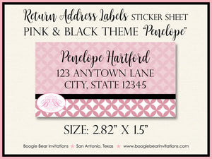Trio Photo Pink Girl Birth Announcement Modern Ribbon Soft Black White 3 Photo Boogie Bear Invitations Penelope Paperless Printable Printed