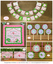 Load image into Gallery viewer, Pink Watermelon Birthday Party Package Green One Melon Two Sweet Fruit Summer Girl Picnic Dessert Boogie Bear Invitations Darlene Theme