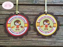 Load image into Gallery viewer, Harvest Girl Birthday Party Favor Tags Autumn Fall Pumpkin Picking Retro Red Barn Farm Country Boogie Bear Invitations Georgia Theme Printed
