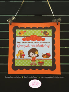 Autumn Harvest Girl Birthday Door Banner Party Fall Pumpkin Woodland Thanksgiving Farm Barn Country Boogie Bear Invitations Georgia Theme