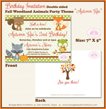 Load image into Gallery viewer, Fall Animals Birthday Party Invitation Pumpkin Boy Girl Woodland Forest Boogie Bear Invitations Autumn Rae Theme Paperless Printable Printed