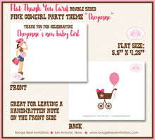 Load image into Gallery viewer, Cowgirl Pink Party Thank You Card Favor Note Baby Shower Girl Modern Chic Country Brown Farm Boogie Bear Invitations Cheyenne Theme Printed