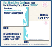 Load image into Gallery viewer, Rock Climbing Birthday Party Thank You Card Mountain Blue Girl Boy Indoor Sports Wall Climb Outdoor Gear Boogie Bear Invitations Caleb Theme