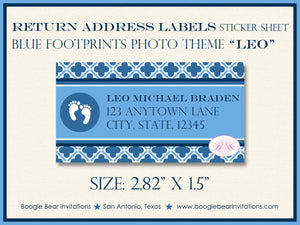 Blue Footprints Photo Birth Announcement Boy Ribbon Party Name Wallpaper 1st Boogie Bear Invitations Leo Theme Paperless Printable Printed