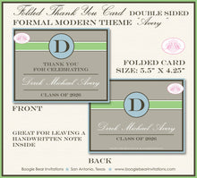Load image into Gallery viewer, Modern Graduation Announcement Thank You Contact Name Cards Graduate Party Green 2022 2023 2024 Boogie Bear Invitations Avery Theme Printed