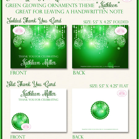 Green Ornament Party Thank You Cards Birthday Glowing St. Patrick's Day Garden Formal Spring Boogie Bear Invitations Kathleen Theme Printed