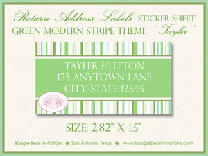 Green Stripe Photo Birth Announcement Boy Girl Baby Lime Olive White Formal Boogie Bear Invitations Tayler Theme Paperless Printable Printed
