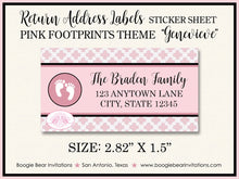 Load image into Gallery viewer, Foot Prints Pink Ribbon Footprints Baby Girl Photo Birth Announcement Modern Boogie Bear Invitations Genevieve Paperless Printable Printed