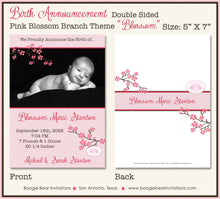 Load image into Gallery viewer, Cherry Blossom Birth Announcement Pink Soft Spring Floral Flowers Baby Girl Flower Photo Boogie Bear Invitations Paperless Printable Printed