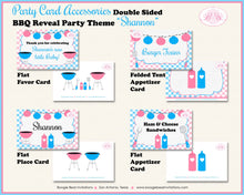 Load image into Gallery viewer, BBQ Reveal Baby Shower Party Favor Card Tent Folded Appetizer Pink Blue Grill Q Summer Dinner Boy Girl Boogie Bear Invitations Shannon Theme