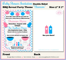 Load image into Gallery viewer, BBQ Reveal Baby Shower Invitation Pink Blue Grill Q Summer Dinner Boy Girl Boogie Bear Invitations Shannon Theme Paperless Printable Printed