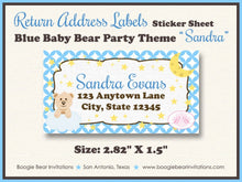 Load image into Gallery viewer, Teddy Bear Boy Baby Shower Invitation Blue Yellow Brown Little Stars Moon Boogie Bear Invitations Sandra Theme Paperless Printable Printed