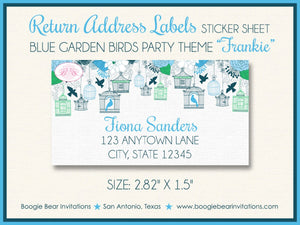 Bird Flower Garden Baby Shower Invitation Boy Blue Green Birdcage Party Boogie Bear Invitations Frankie Theme Paperless Printable Printed