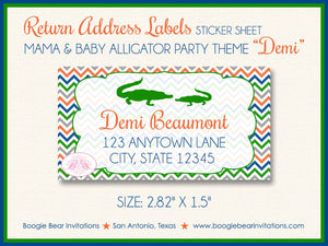 Alligator Crocodile Baby Shower Invitation Boy Girl Chevron Green Blue Orange Boogie Bear Invitations Demi Theme Paperless Printable Printed