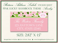 Load image into Gallery viewer, St Patrick&#39;s Day Photo Birth Announcement Pink Shamrock Green Irish Girl Boogie Bear Invitations Ainsley Theme Paperless Printable Printed