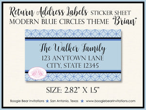 Modern Blue Photo Baby Boy Birth Announcement Black Circles Modern Wallpaper Boogie Bear Invitations Brian Theme Paperless Printable Printed
