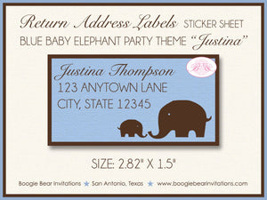 Blue Elephant Baby Shower Invitation Brown Little Mama Heart Love Modern Boogie Bear Invitations Justina Theme Paperless Printable Printed