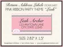 Load image into Gallery viewer, Pink Ribbon Baby Shower Invitation Girl Party Footprints Pretty Circle Black Boogie Bear Invitations Leah Theme Paperless Printable Printed