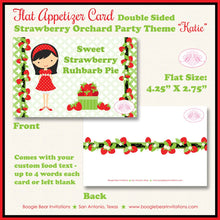 Load image into Gallery viewer, Strawberry Birthday Favor Party Card Tent Place Food Appetizer Tag Red Sweet Fruit Picking Green Girl Boogie Bear Invitations Katie Theme