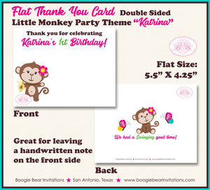 Pink Monkey Party Thank You Card Birthday Amazon Tropical Rainforest Jungle Garden Girl Zoo Boogie Bear Invitations Katrina Theme Printed