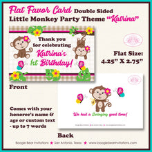 Load image into Gallery viewer, Pink Monkey Birthday Favor Party Card Tent Place Food Appetizer Tag Tropical Jungle Garden Girl Zoo Boogie Bear Invitations Katrina Theme