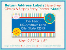 Load image into Gallery viewer, Circles Stripes Photo Party Invitation Birthday Girl Boy Modern Red Teal Blue Boogie Bear Invitations Joel Theme Paperless Printable Printed