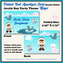 Load image into Gallery viewer, Boy Eskimo Favor Birthday Party Card Tent Place Food Tag Appetizer Seal Bear Wolf Arctic Tundra Winter Boogie Bear Invitations Kaga Theme