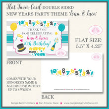 Load image into Gallery viewer, Happy New Years Favor Party Card Tent Place Food Tag Birthday Boy Girl Sibling Twins Kids Pink Blue Boogie Bear Invitations Lona Luca Theme