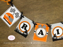 Load image into Gallery viewer, Orange Dirt Bike Birthday Party Package Boy Girl Racing Black Checkered Flag Enduro Motocross Track Race Boogie Bear Invitations Raine Theme