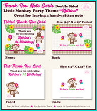Load image into Gallery viewer, Pink Monkey Party Thank You Card Birthday Amazon Tropical Rainforest Jungle Garden Girl Zoo Boogie Bear Invitations Katrina Theme Printed