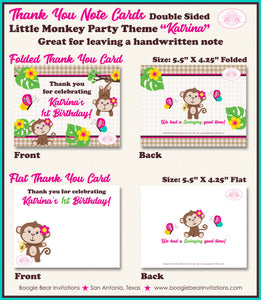 Pink Monkey Party Thank You Card Birthday Amazon Tropical Rainforest Jungle Garden Girl Zoo Boogie Bear Invitations Katrina Theme Printed