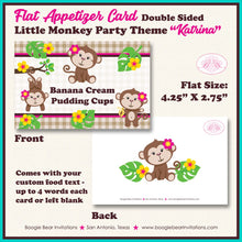 Load image into Gallery viewer, Pink Monkey Birthday Favor Party Card Tent Place Food Appetizer Tag Tropical Jungle Garden Girl Zoo Boogie Bear Invitations Katrina Theme