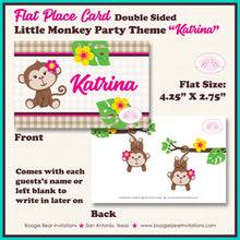 Load image into Gallery viewer, Pink Monkey Birthday Favor Party Card Tent Place Food Appetizer Tag Tropical Jungle Garden Girl Zoo Boogie Bear Invitations Katrina Theme