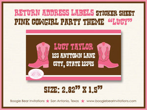 Pink Cowgirl Photo Party Invitation Birthday Girl Brown Country Horse Boots Boogie Bear Invitations Lucy Theme Paperless Printable Printed