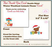 Load image into Gallery viewer, Winter Woodland Animals Party Thank You Card Note Christmas Baby Shower Owl Squirrel Fox Forest Boogie Bear Invitations Carol Theme Printed