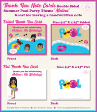 Load image into Gallery viewer, Swimming Pool Birthday Party Thank You Card Girl Swim Splash Bash Water Tube Summer Beach Suit Boogie Bear Invitations Melina Theme Printed