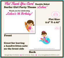Load image into Gallery viewer, Surfer Girl Birthday Party Thank You Card Beach Swimming Pink Surf Surfing Swim Ocean Pool Boogie Bear Invitations Leilani Theme Printed