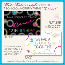 Load image into Gallery viewer, Neon Glowing Rings Birthday Favor Party Card Tent Place Food Appetizer Tag Disco Glow Stick Dance Night Boogie Bear Invitations Kianna Theme