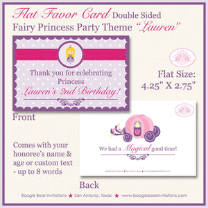 Princess Purple Birthday Party Favor Card Place Food Appetizer Pink Girl Fairy Queen Castle Ball Crown Boogie Bear Invitations Lauren Theme